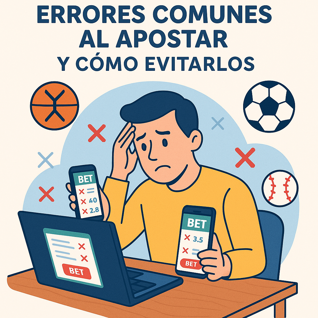 Ilustración flat de apostador preocupado por cometer errores en apuestas deportivas