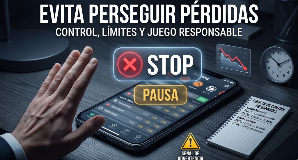 Persona deteniéndose antes de perseguir pérdidas en apuestas deportivas