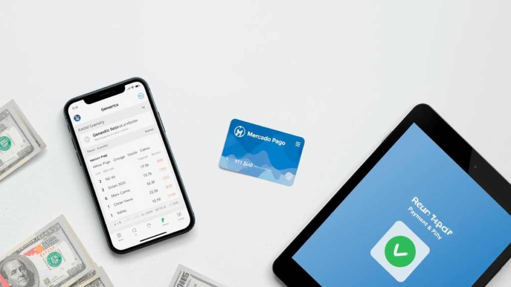 Persona utilizando su celular y tarjeta digital azul para depositar en una casa de apuestas en México con Mercado Pago.